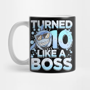 10Th Birthday Shark Boy 10 Years Like A Boss Shark Mug